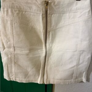 Wild Fable Cream Corduroy Skirt with Gold Zipper